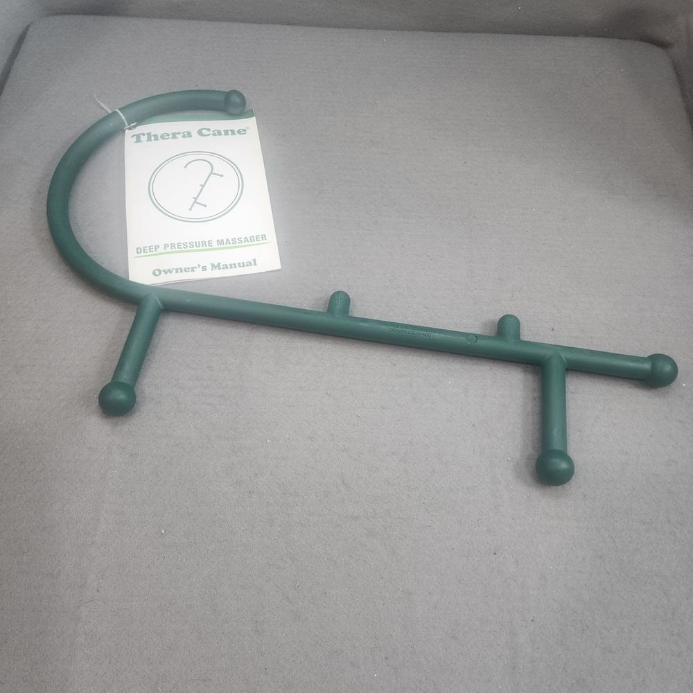 Thera Cane Deep Pressure Massager Green Trigger Point Therapy Tool with Manual